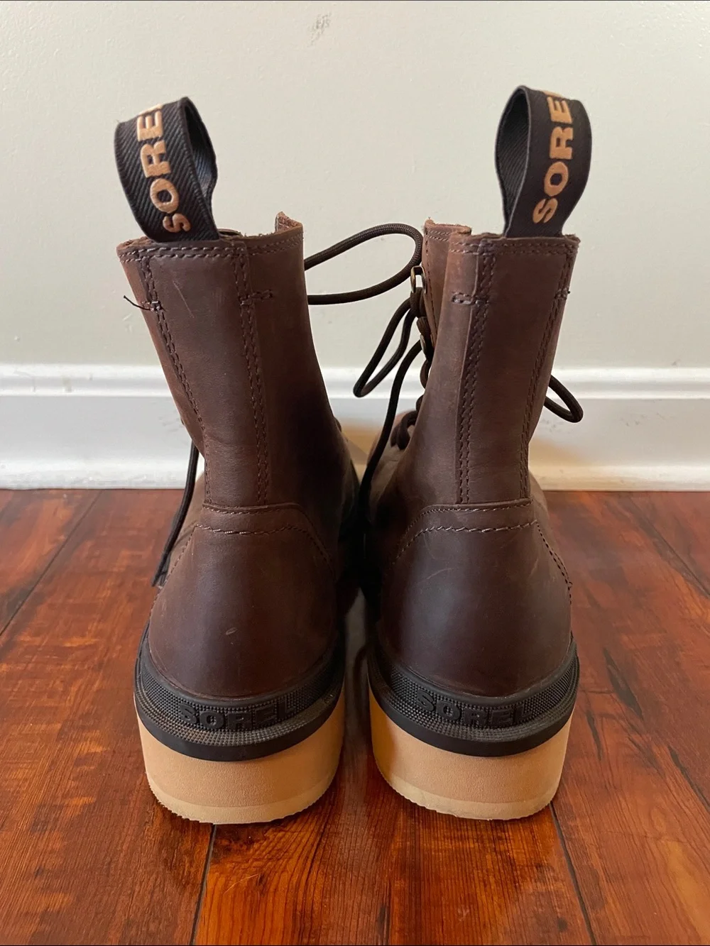 Sorel High Line Combat Boots Men's Brown Leather Lace-Up Chukka